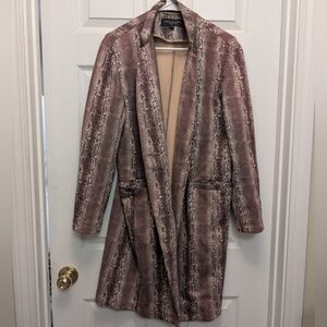 Snakeskin Patterned Long Coat